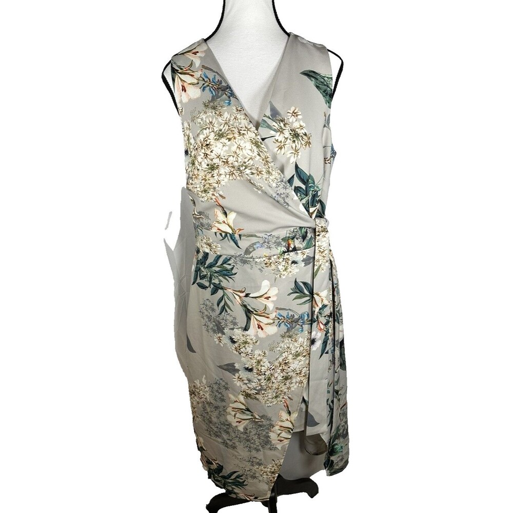 A.B.S Collection Womens Floral Leaves Print Tie Close Wrap Style Dress Size 8
